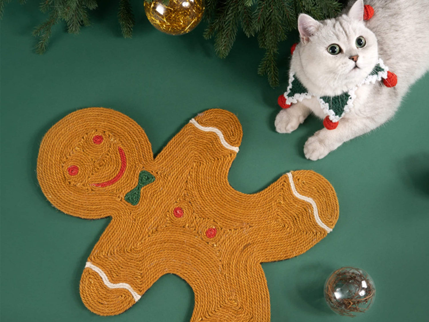 Gingerbread Man Cat Scratch Board, Cat Scratch Mat & Pad