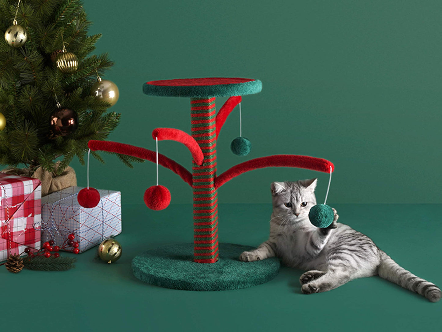 Cat Climbing Tree, Cat Tower, Cat Condo, Red & Green
