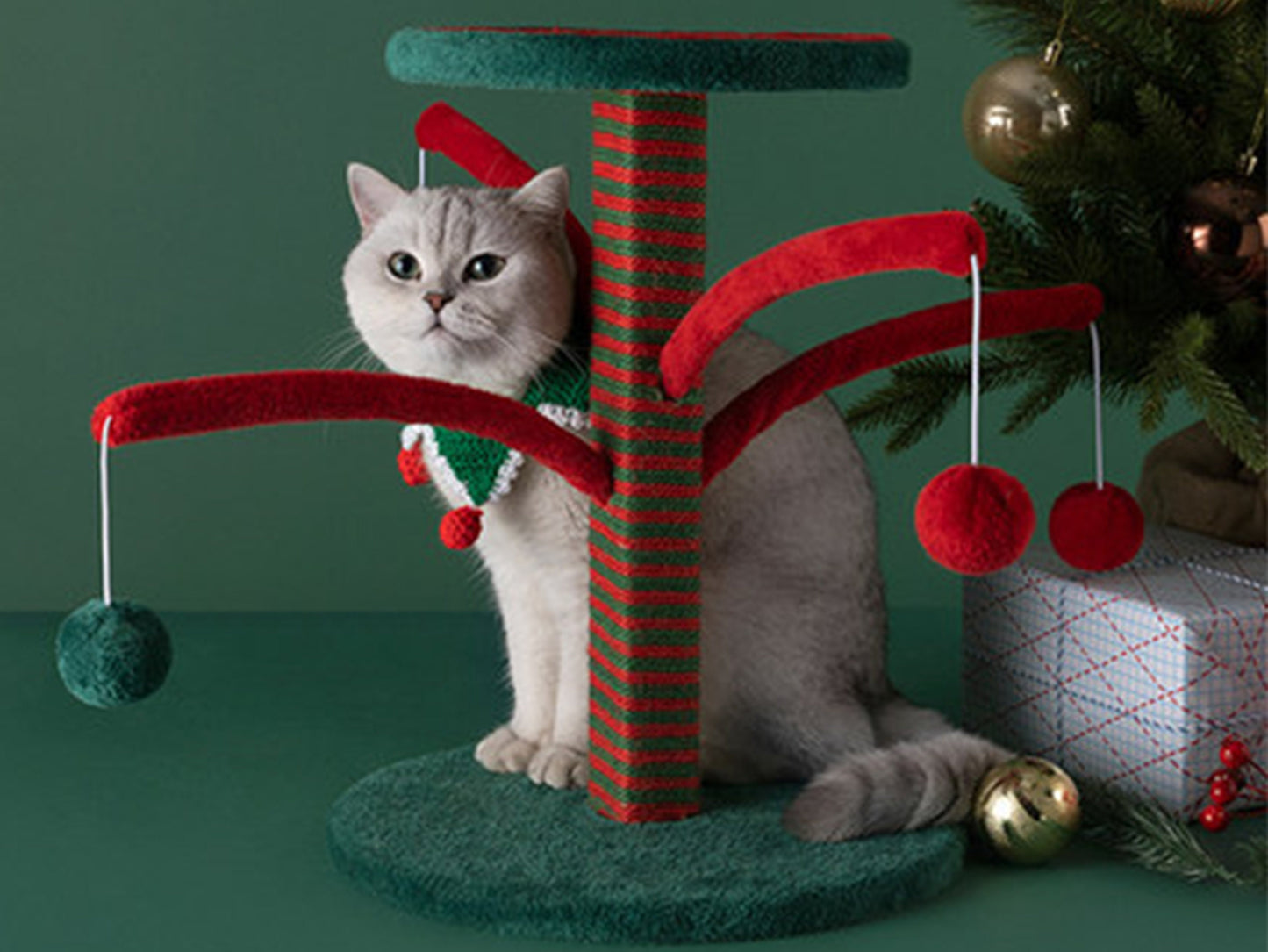 Cat Climbing Tree, Cat Tower, Cat Condo, Red & Green