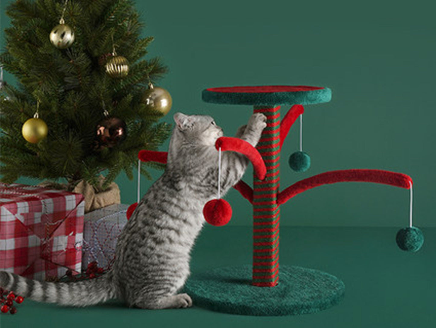 Cat Climbing Tree, Cat Tower, Cat Condo, Red & Green